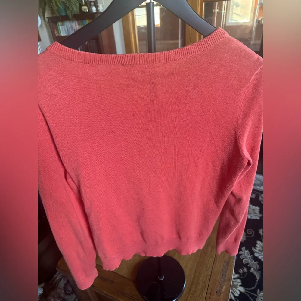 Talbots Pima Cotton Button Front Cardigan Sweater Coral XS - Picture 5 of 8